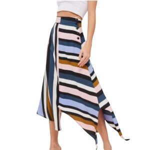 Top Shop Stripe Asymmetric Midi Skirt Size 2 Retro‎ Bohemian Whimsigoth Mod